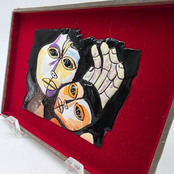 Oswaldo Guayasamin Ecuadorian Artist Mother & Child Enamel on Metal Artwork - Picture 4 of 9